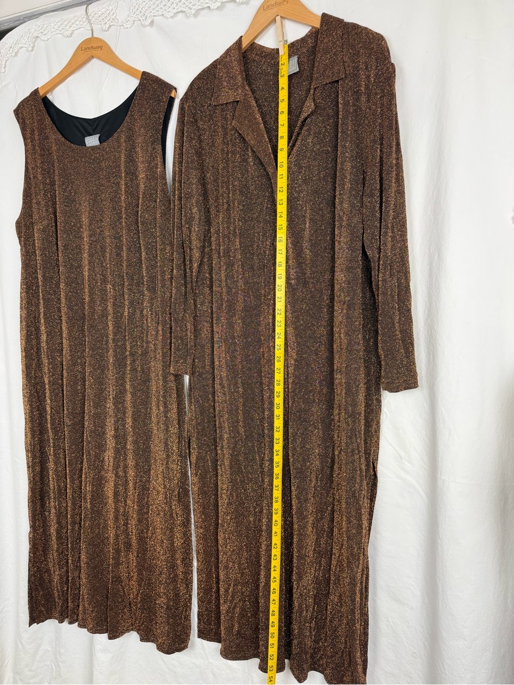 Rabbit Rabbit Rabbit Designs - Metallic Brown Long Dress & Duster Set - Size 24W - Picture 10 of 15